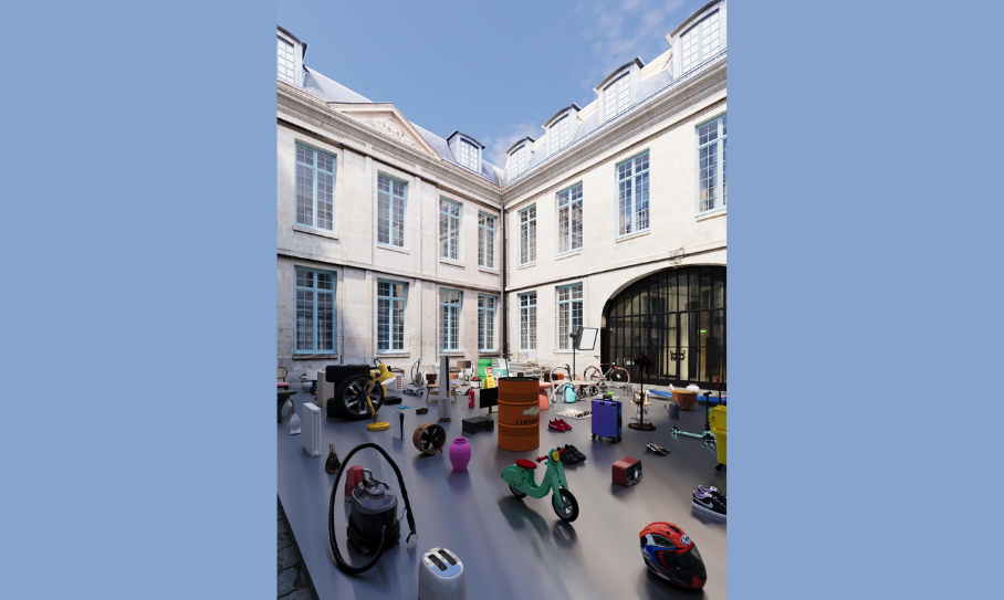 alternate courtyard view of Harry Nuriev installation
